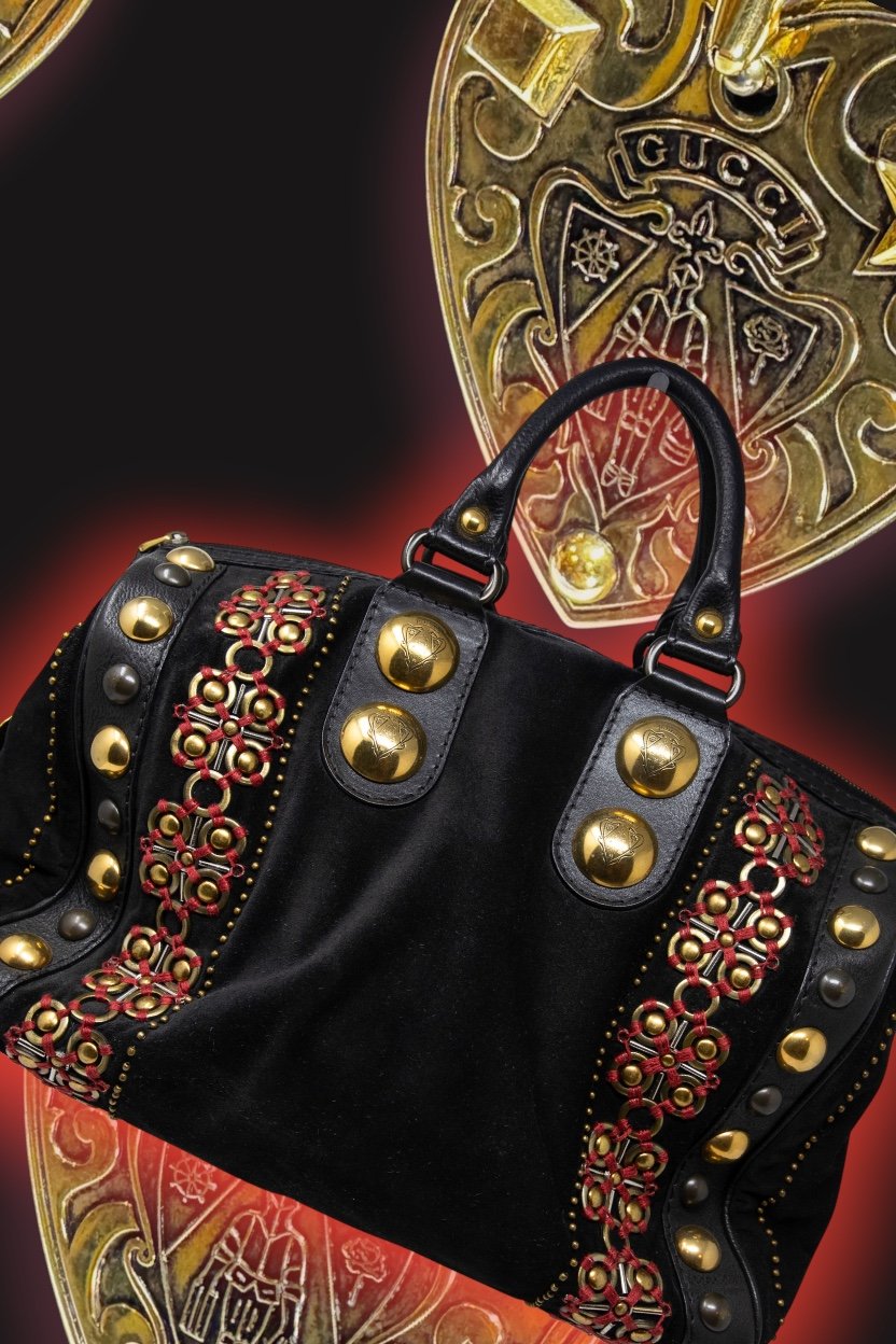 GUCCI "BABOUSKA" STUDDED BOSTON BAG - L