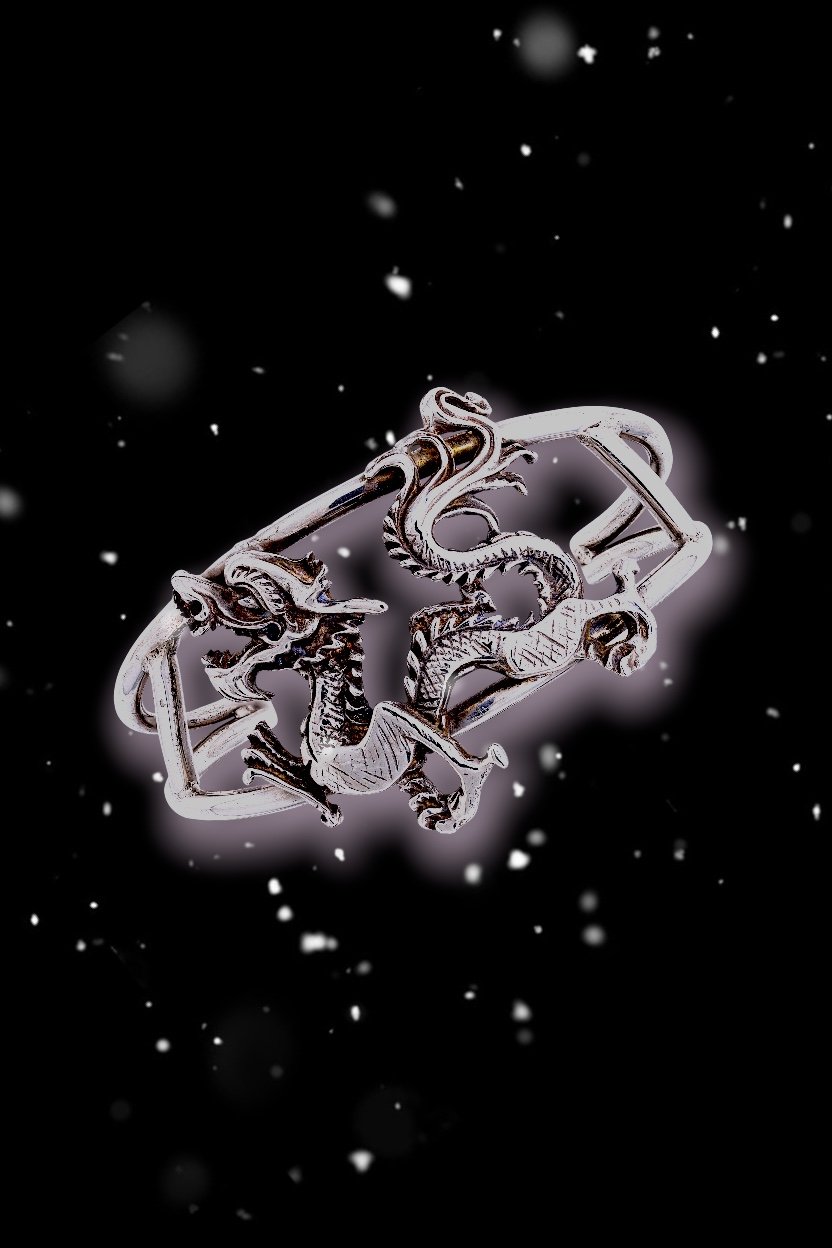 VINTAGE STERLING DRAGON CUFF