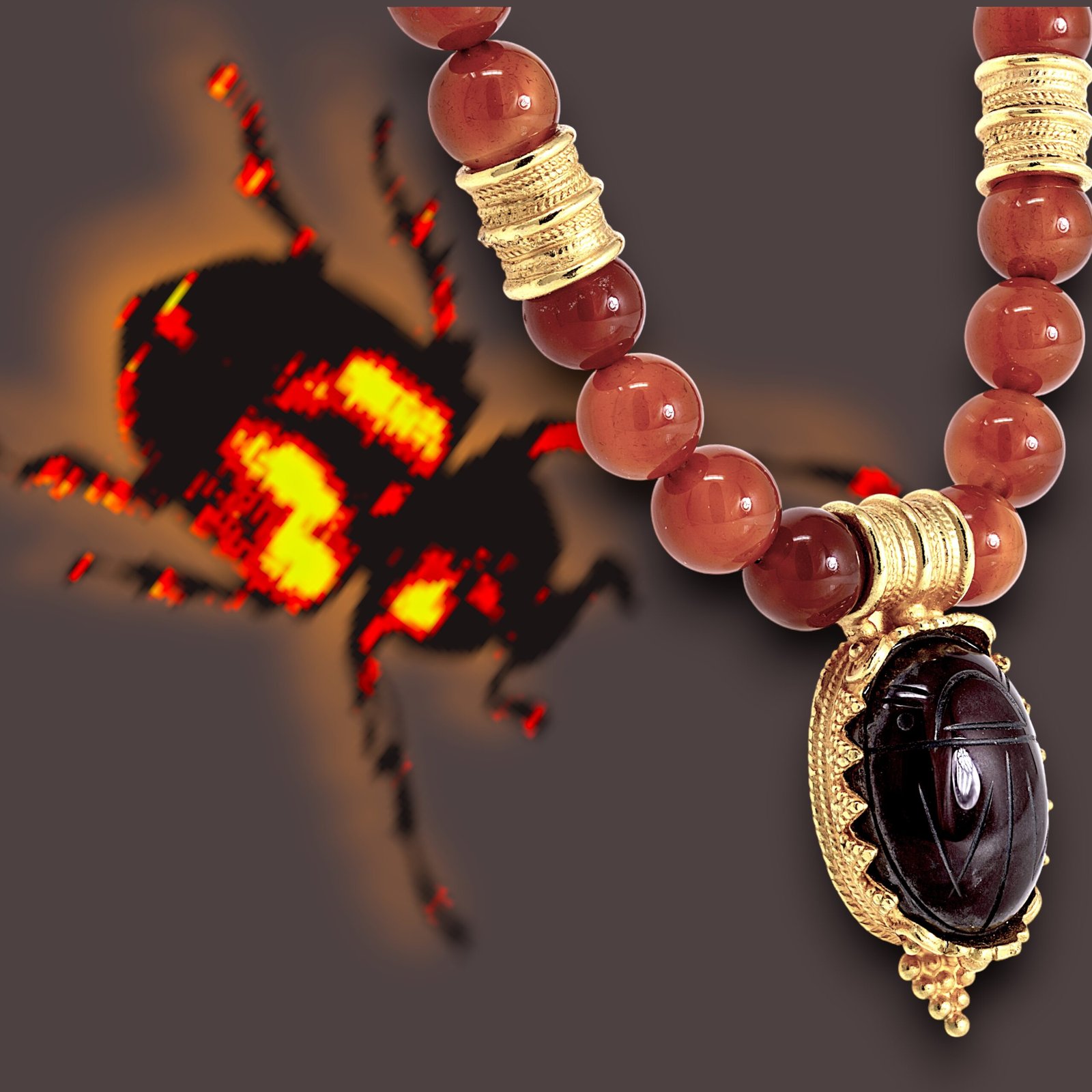 VINTAGE MMA SCARAB NECKLACE